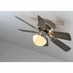 Luminaires Globo Lighting Ventilateur Globo UGO Acier inoxydable, Nickel mat, 1 lumière