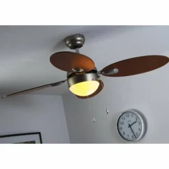 Luminaires Globo Lighting Ventilateur Globo WADE Acier inoxydable, Nickel mat, 1 lumière