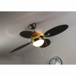 Luminaires Globo Lighting Ventilateur Globo WADE Acier inoxydable, Nickel mat, 1 lumière