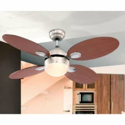 Luminaires Globo Lighting Ventilateur Globo WADE Chrome, Acier inoxydable, Nickel mat, 1 lumière