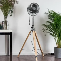 hofstein Ventilateur Magaluf Chrome, Bois clair