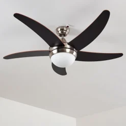 hofstein Ventilateurs de Plafond Morino Brun, Nickel mat, 2 lumières, Télécommandes