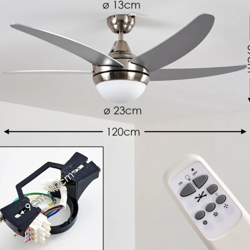 hofstein Ventilateurs de Plafond Morino Nickel mat, Argenté, 2 lumières, Télécommandes