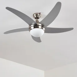 hofstein Ventilateurs de Plafond Morino Nickel mat, Argenté, 2 lumières, Télécommandes