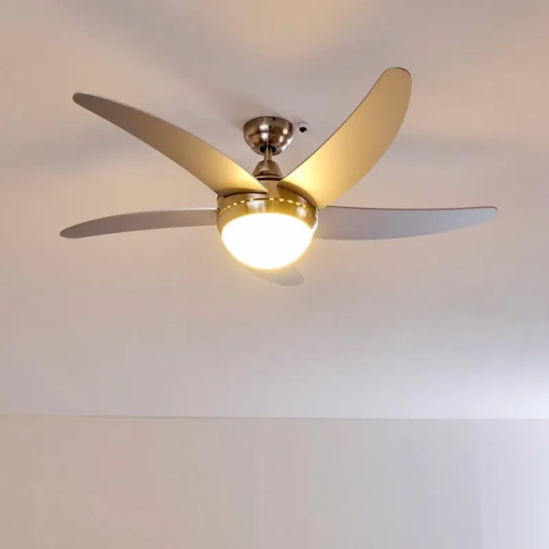 hofstein Ventilateurs de Plafond Morino Nickel mat, Argenté, 2 lumières, Télécommandes