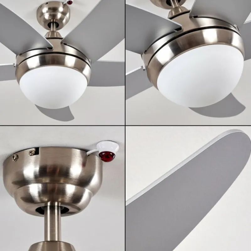 hofstein Ventilateurs de Plafond Morino Nickel mat, Argenté, 2 lumières, Télécommandes