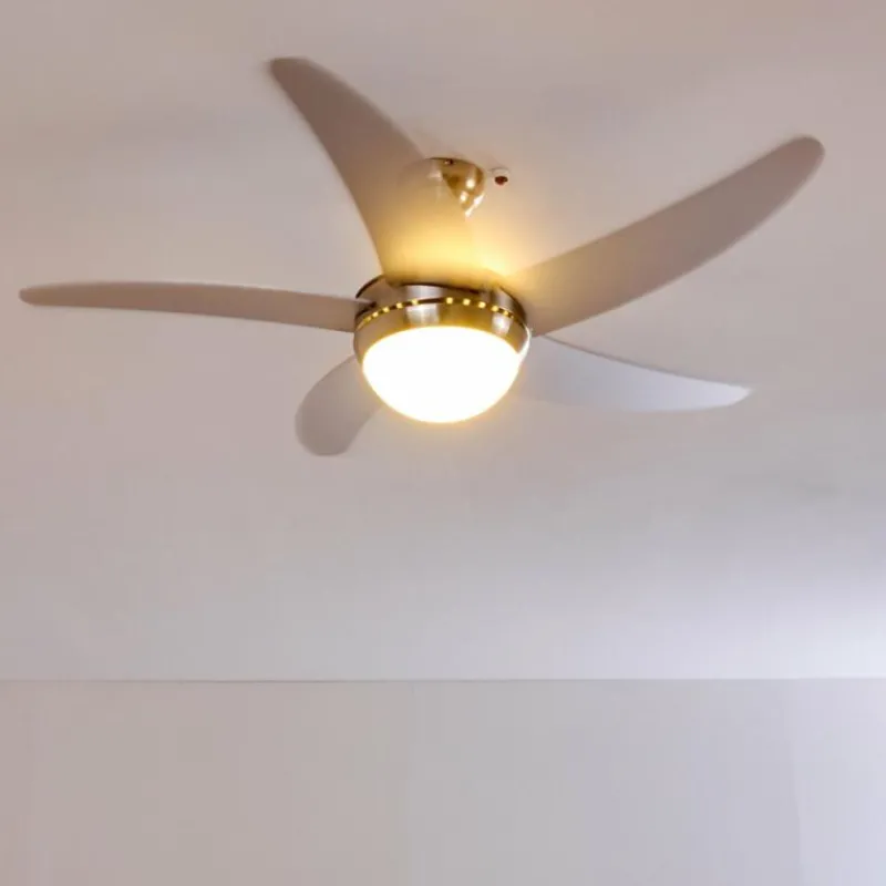 hofstein Ventilateurs de Plafond Morino Nickel mat, Argenté, 2 lumières, Télécommandes