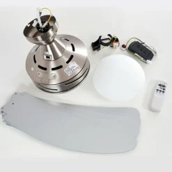 hofstein Ventilateurs de Plafond Morino Nickel mat, Argenté, 2 lumières, Télécommandes