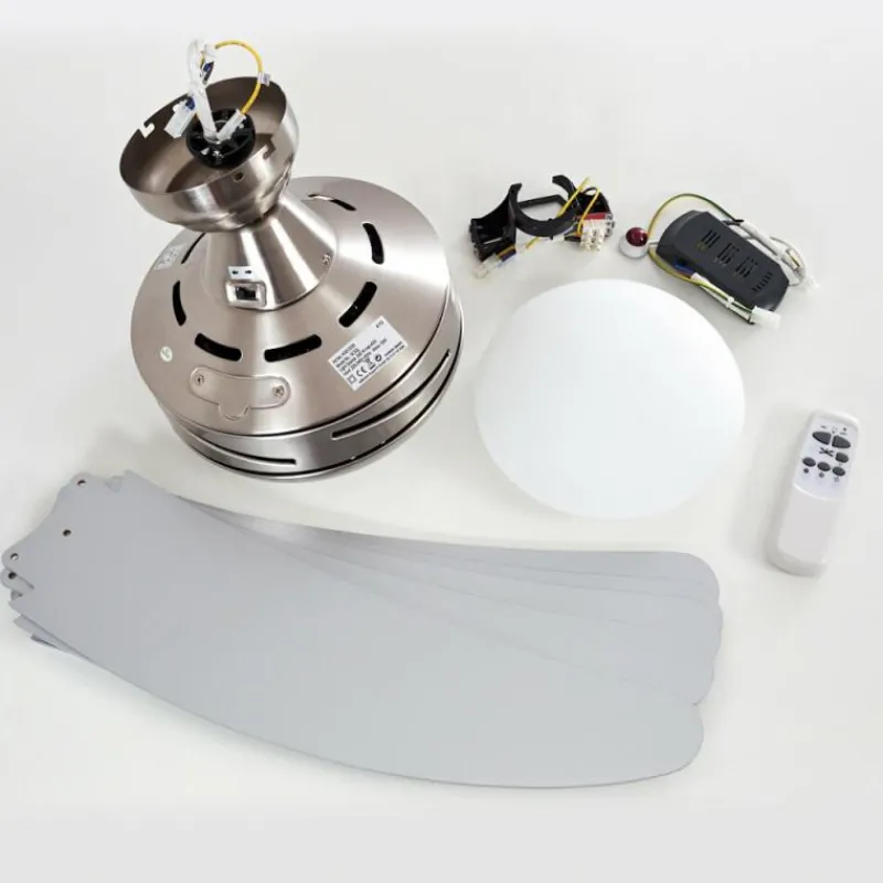 hofstein Ventilateurs de Plafond Morino Nickel mat, Argenté, 2 lumières, Télécommandes