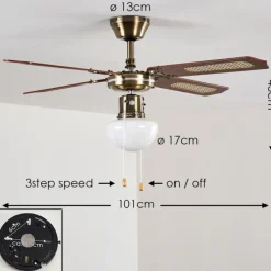 hofstein Ventilateurs de Plafond Morea Vieux laiton, Bois foncé, 1 lumière