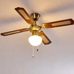 hofstein Ventilateurs de Plafond Morea Vieux laiton, Bois foncé, 1 lumière