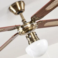 hofstein Ventilateurs de Plafond Morea Vieux laiton, Bois foncé, 1 lumière