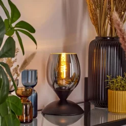 hofstein Verfidelas Luminaire déco, Lampe à poser Noir, 1 lumière