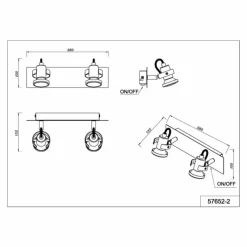 Luminaires Globo Lighting Verpax Plafonnier, Spot de plafond, Applique murale, Spot mural Nickel mat, 2 lumières* Spots Et Projecteurs
