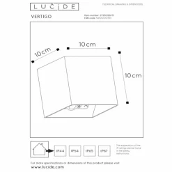 Luminaires Lucide VERTIGO Applique murale LED Blanc, 1 lumière, Détecteur de mouvement* Éclairage Led