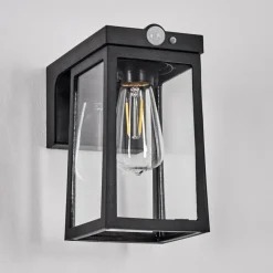 hofstein Verup Lampe murale d´extérieur, Applique murale LED Noir, 1 lumière, Détecteur de mouvement