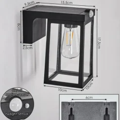 hofstein Verup Lampe murale d´extérieur, Applique murale LED Noir, 1 lumière, Détecteur de mouvement