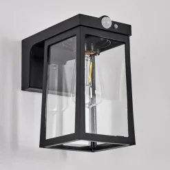 hofstein Verup Lampe murale d´extérieur, Applique murale LED Noir, 1 lumière, Détecteur de mouvement