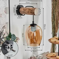 hofstein Vevino Applique murale Écru, Noir, 1 lumière