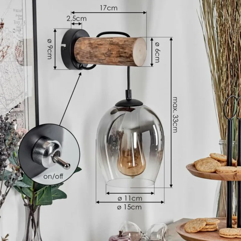 hofstein Vevino Applique murale, Spot mural Écru, Noir, 1 lumière