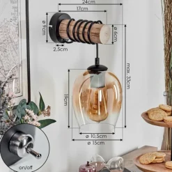 hofstein Vevino Boule lumineuse, Applique murale Écru, Noir, 1 lumière