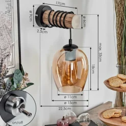 hofstein Vevino Boule lumineuse, Applique murale Écru, Noir, 1 lumière