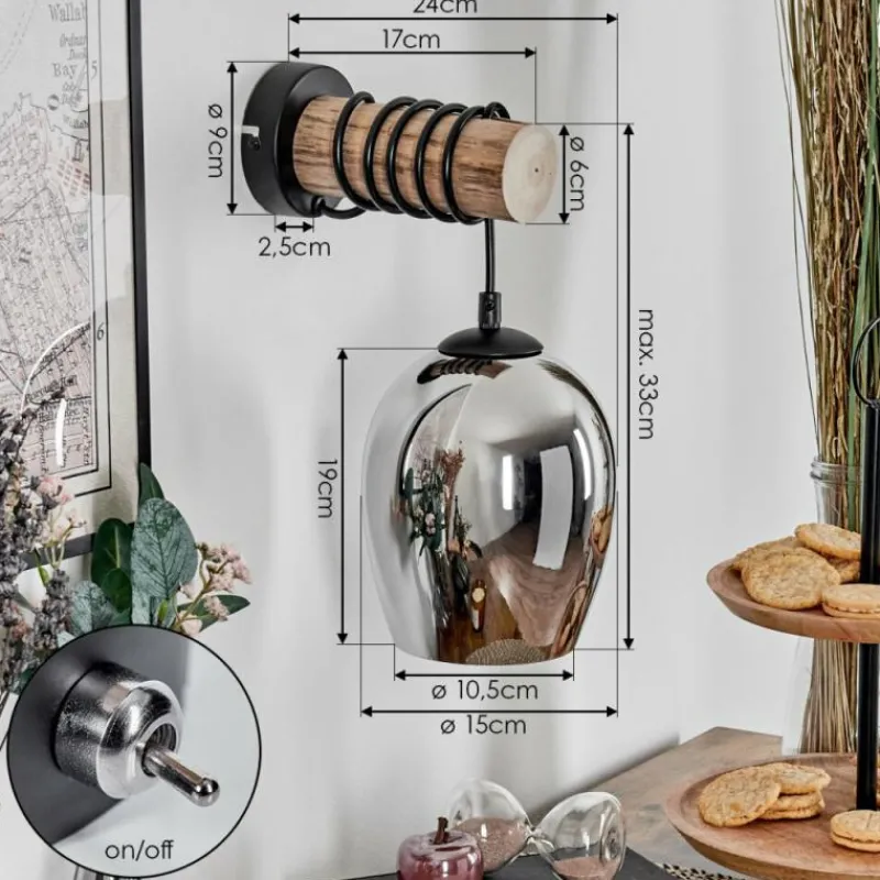 hofstein Vevino Boule lumineuse, Applique murale Écru, Noir, 1 lumière