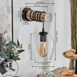 hofstein Vevino Boule lumineuse, Applique murale Écru, Noir, 1 lumière