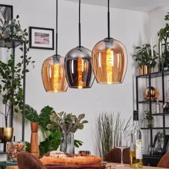 hofstein Vevino Suspension Ambre, Chrome, 3 lumières