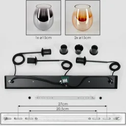 hofstein Vevino Suspension Ambre, Clair, Fumé, 3 lumières