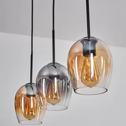 hofstein Vevino Suspension Ambre, Clair, Fumé, 3 lumières