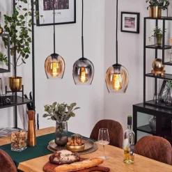hofstein Vevino Suspension Ambre, Clair, Fumé, 3 lumières