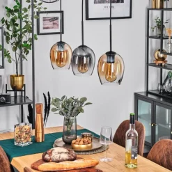 hofstein Vevino Suspension Ambre, Clair, Fumé, 3 lumières
