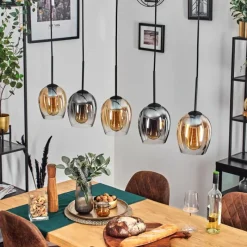 hofstein Vevino Suspension Ambre, Clair, Fumé, 5 lumières