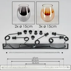 hofstein Vevino Suspension Ambre, Clair, Fumé, 5 lumières