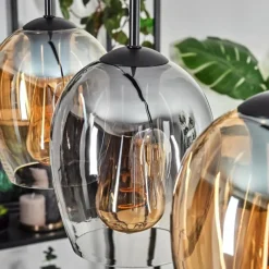 hofstein Vevino Suspension Ambre, Clair, Fumé, 5 lumières