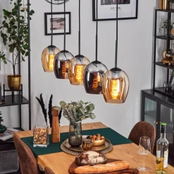 hofstein Vevino Suspension Ambre, Chrome, 5 lumières