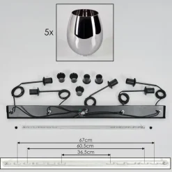 hofstein Vevino Suspension Ambre, Chrome, 5 lumières