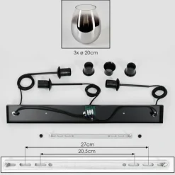 hofstein Vevino Suspension Chrome, Clair, 3 lumières