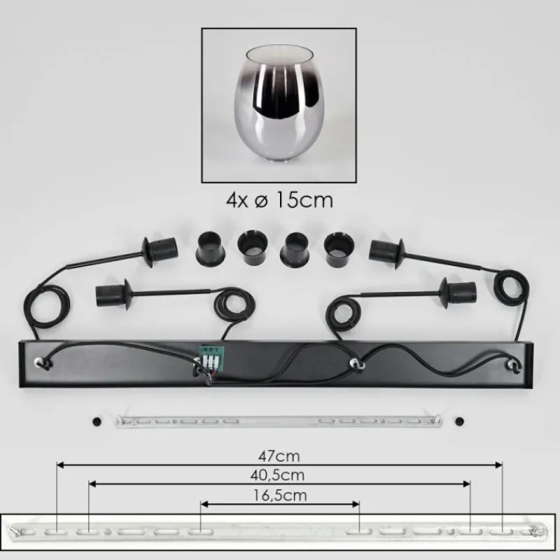 hofstein Vevino Suspension Chrome, Clair, 4 lumières