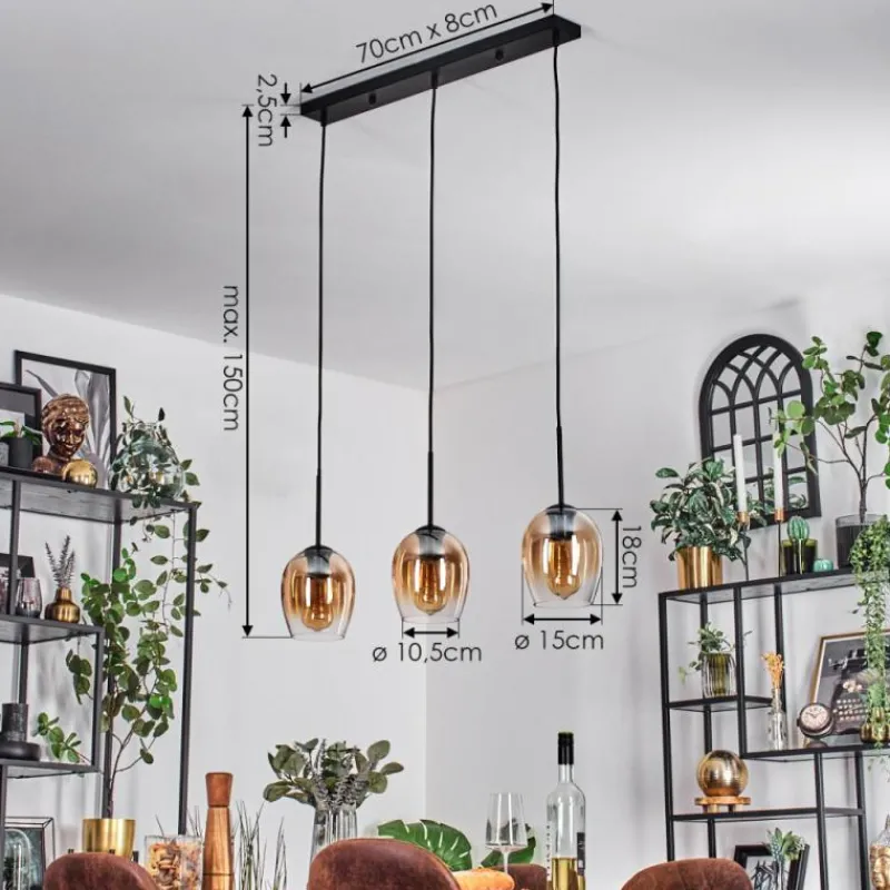 hofstein Vevino Suspension Noir, 3 lumières