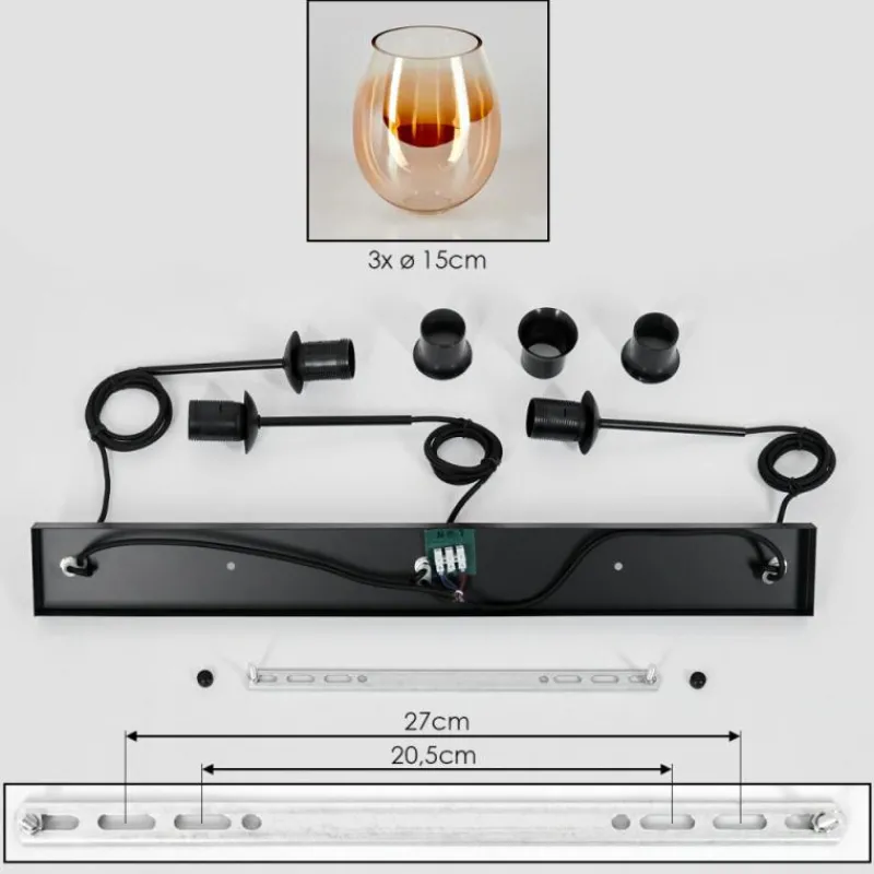 hofstein Vevino Suspension Noir, 3 lumières