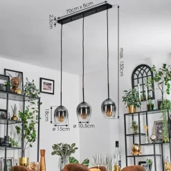 hofstein Vevino Suspension Noir, 3 lumières