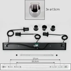 hofstein Vevino Suspension Noir, 3 lumières