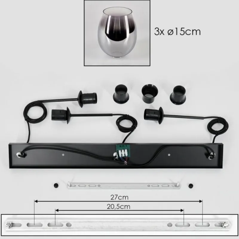 hofstein Vevino Suspension Noir, 3 lumières