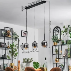 hofstein Vevino Suspension Noir, 3 lumières