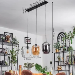 hofstein Vevino Suspension Noir, 3 lumières