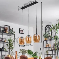 hofstein Vevino Suspension Noir, 3 lumières