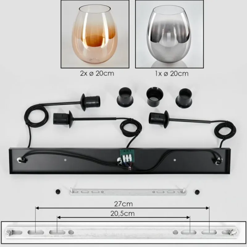 hofstein Vevino Suspension Noir, 3 lumières