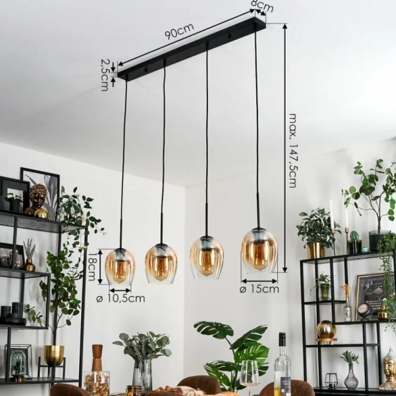 hofstein Vevino Suspension Noir, 4 lumières